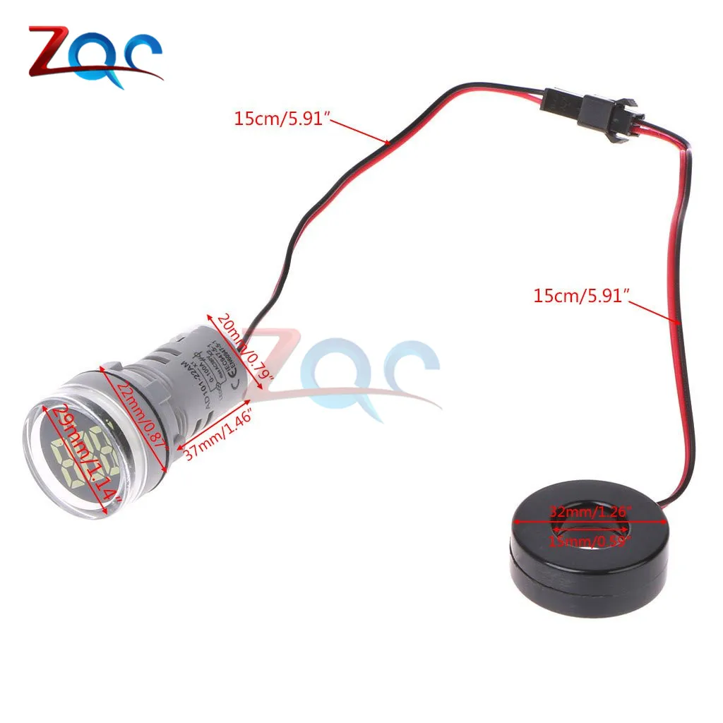 AC220V 0-100A 22 мм цифровой дисплей Амперметр монитор Индикатор тока сигнальный светильник тестер измерительный Амперметр 220 В