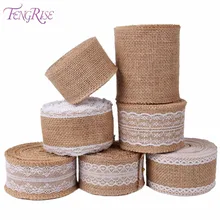 Cinta de arpillera FENGRISE 5 M Vintage Yute natural lazo de arpillera Sisal rústico boda evento Fiesta camino de mesa decoración papel de regalo