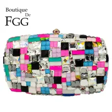 Boutique De FGG Разноцветные Женские металлические клатчи Minaudiere сумка вечерние сумочки-клатчи со стразами свадебные сумочки женские вечерние сумочки