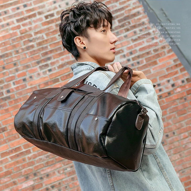 Brand Vintage Retro Leather Men Travel Bag Casual Luggage Overnight Handbag  Designers Large Capacity Duffle Bag Male Weekend Bag - AliExpress