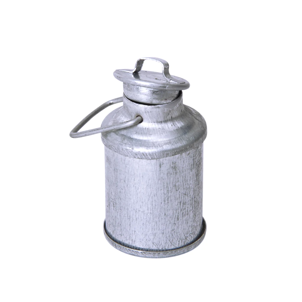 12th Dollhouse Miniature Tin Metal Milk Can Carrier Container With Lid Handle