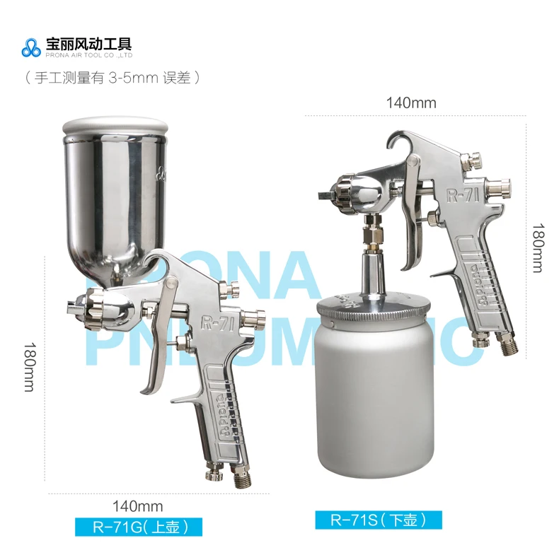 Prona R71 пистолет (тяжести, всасывания, давление feedtype на выбор), R-71 живопись пушки, бесплатная доставка, различные насадки Размер