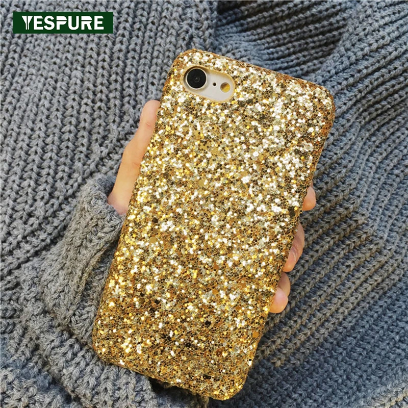 

YESPURE Bling Glitter Shining Red Coque Accessories for IPhone 7 6 6S Plus Soft Silicone Phone Cover Back for IPhone Capa