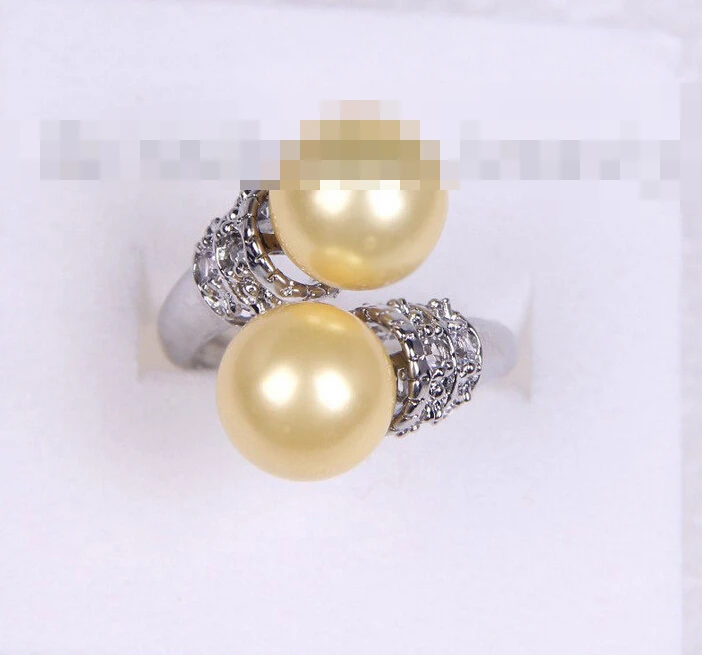 

00563 round gold south sea shell pearl ring