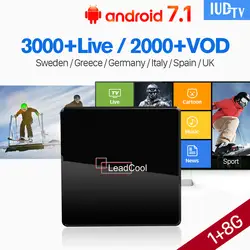 Leadcool X IP tv Германия Испания Италия Великобритания Швеция Android 7,1 1G + 8G S905W IP tv греческая Швеция Германия, Италия IP tv 1 год IP tv кодовый замок