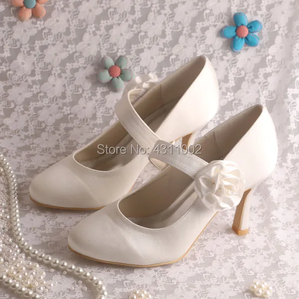 

Wedopus Red Women Pumps Shoes Mary Jane Flower Shoes Handmade Mary Jane Pumps
