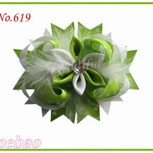 Новинка, 65 шт., 4,5 дюйма, F-романтические банты для волос, заколки с перьями для девочек, заколки-перья для волос