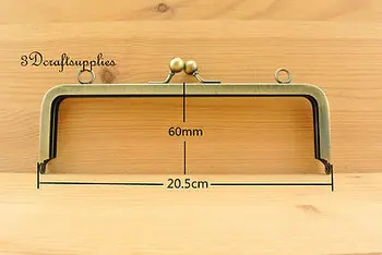 

metal purse frame glue on clasp clip anti brass 8 inch X 3 inch D58