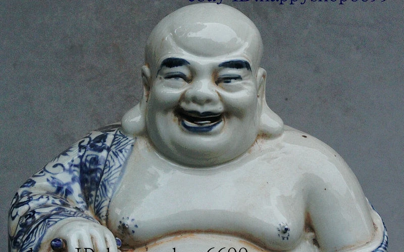 Старый китайский храм Qing Dyasnty фарфоровая статуя богатства милосердия Бог Майтрея