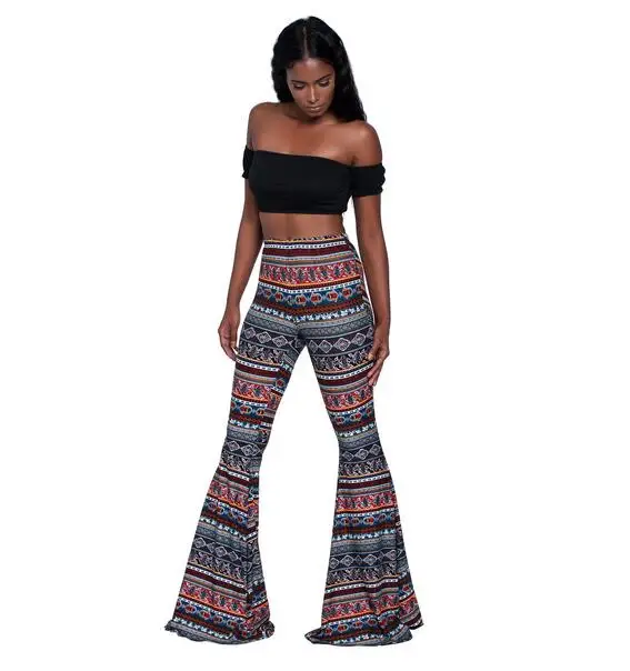 2018 boho расклешенные брюки формальные женские с эластичной резинкой на талии в