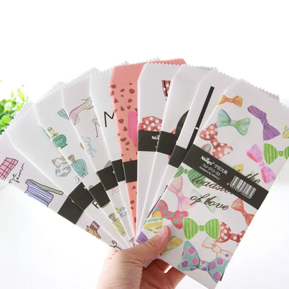 50 шт 10 мультяшных дизайнерских бантов крафт-конвертов вечерние подарочные бумажные пакеты 19,5x8,5 см