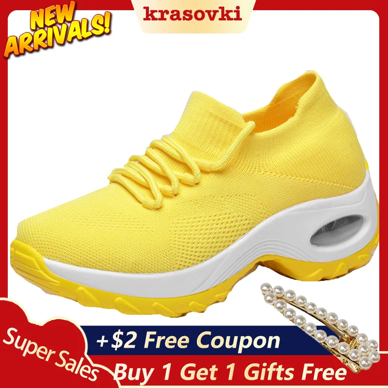 

Krasovki Women Sneaker Fashion Big Size Women Vulcanize Shoes New Dropshipping Breathable Socks Shoes Casual Running Shoes