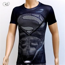 2017 New Fitness Compression Running Shirt Men 3D Superhero Superman Bodybuilding Skin Tights Clothing Short Sleeve T shirt Tops