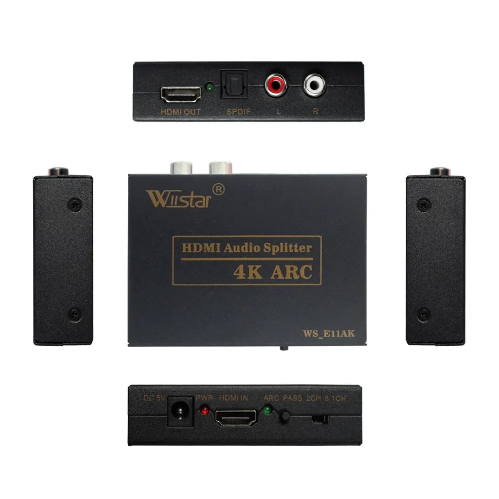 Wiistar Высокое качество Поддержка ARC Mini HDMI к HDMI аудио экстрактор оптический SPDIF с адаптером питания 4 к x 2 к HDMI аудио экстрактор