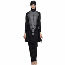 Скромный полный Чехол мусульманский плюс размер женский купальник пляжный купальный костюм Буркини для мусульманских девочек блестящий костюм с принтом