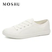 Clásicos de Las Mujeres Zapatos Casuales Blancos Zapatos de Lona de Las Mujeres Planas de Las Señoras Sólidas Entrenadores Moda Canasta Femme Tamaño 35-44