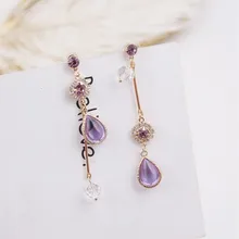 New Fashion Charm Shiny Rhinestone Water Drop Crystal Pendant Asymmetry Drop Earrings Korean Style Jewelry For Women 6A4001 New Fashion Charm Shiny Rhinestone Water Drop Crystal Pendant Asymmetry Drop Earrings Korean Style Jewelry For Women 6A4001