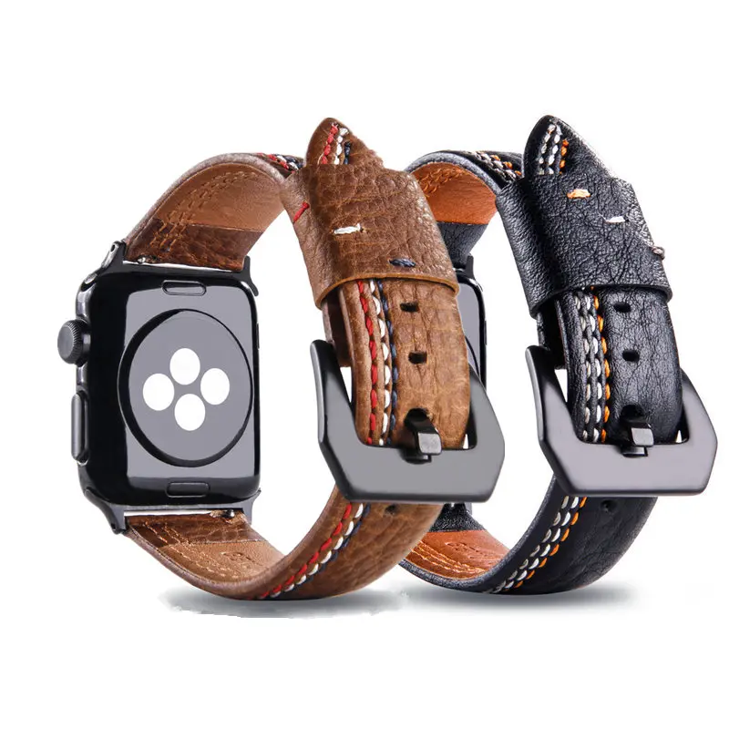 

Genuine Leather strap for Apple Watch band 40mm 44 mm iwatch band 42mm 38mm Suture Style watchband Bracelet apple watch 4 3 2 1