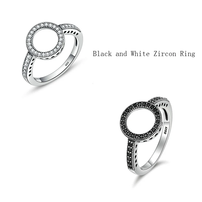

2 Style Retro Style Ring Personality Simple DIY Set Black and White Zircon Ring Fit for Women's Jewelry Gifts