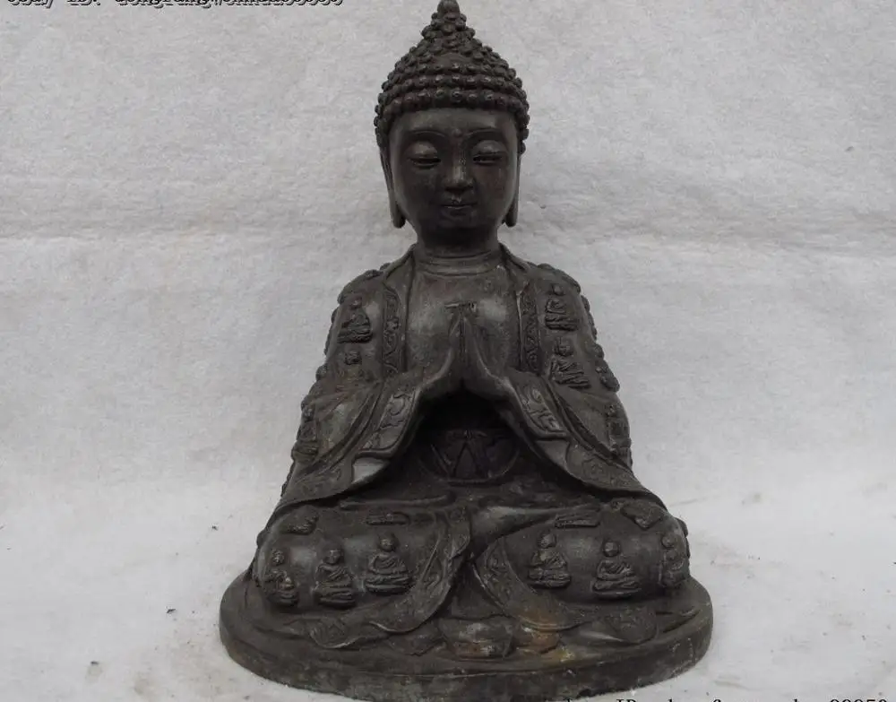 Tibet Buddhism Old Copper sakyamuni Shakyamuni Amitabha Tathagata Buddha Statue | Дом и сад