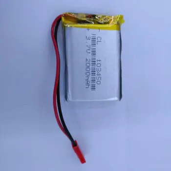 

3.7v li po li-ion batteries 3 7 v Packet 3.7V polymer lithium battery 103450 2000mAh with plug JST