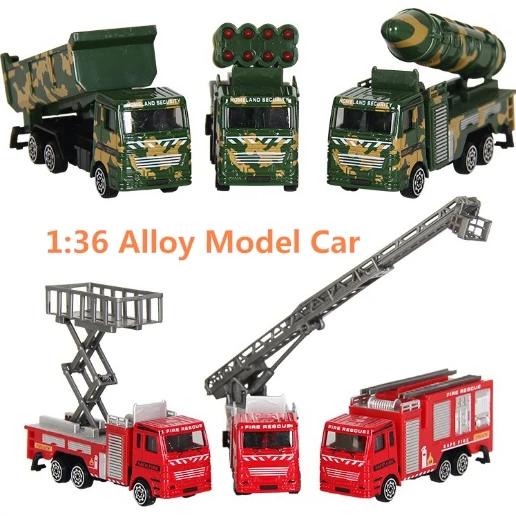 

3Pcs/Set Mini Alloy engineering Car Fire truck green car army Tractor Toy Dump Truck Model Classic Toy Mini Gift For Boy