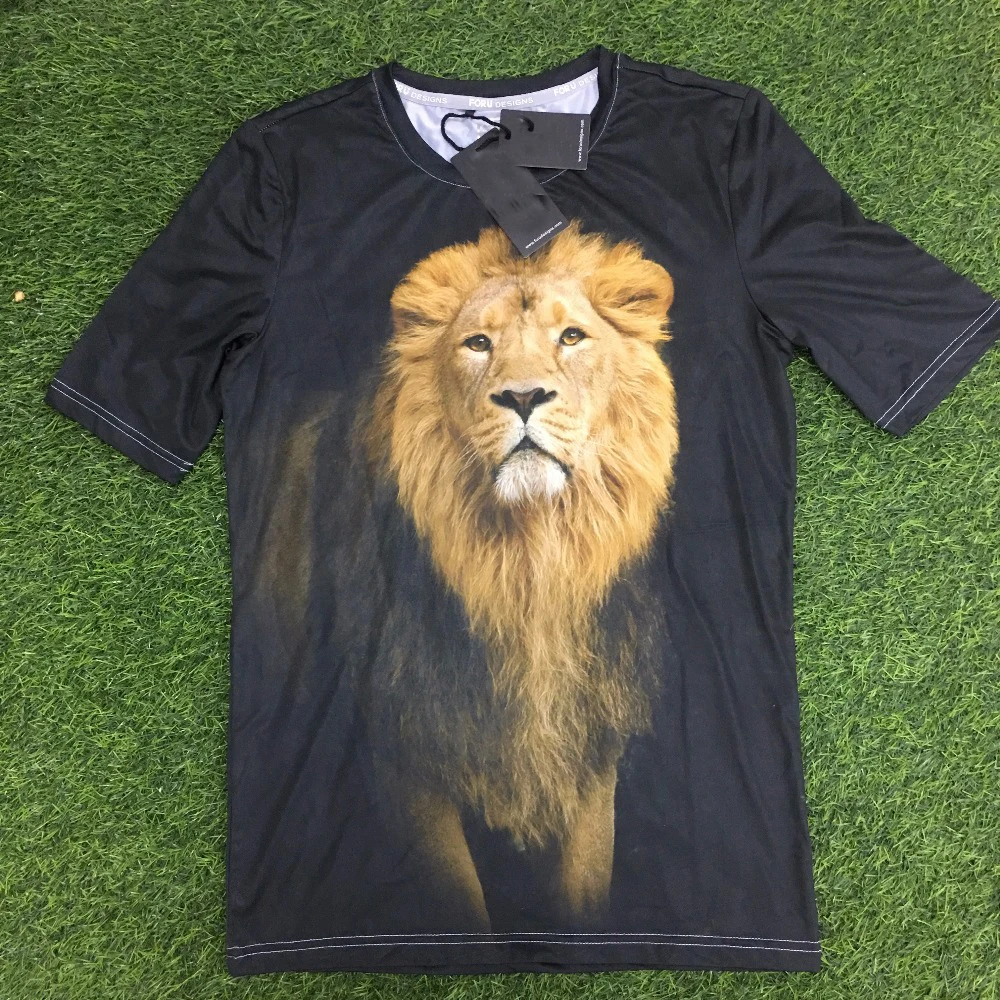 Novelty-Docile-Lion-Black-T-Shirt-Men-Clothes-3D-Printed-Hipster-Tee-Animal-Top-T