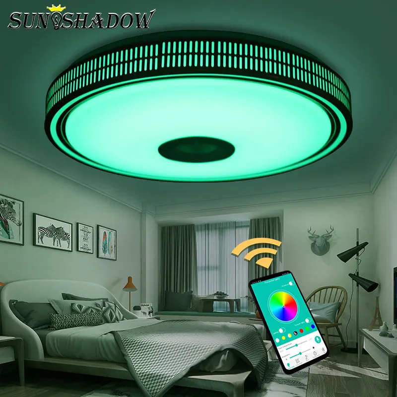 Приложение Bluetooth управление Ledd потолочные светильники для гостиной спальни золотой корпус многоцветный Современное освещение люстра потолочные лампы