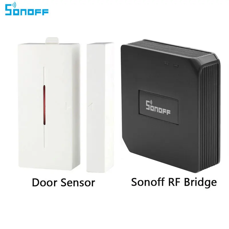 Sonoff РЧ мост 433 МГц Wifi беспроводной PIR датчик двери и окна датчик сигнализации для умного дома безопасности Alexa Google Home - Комплект: Door and RF