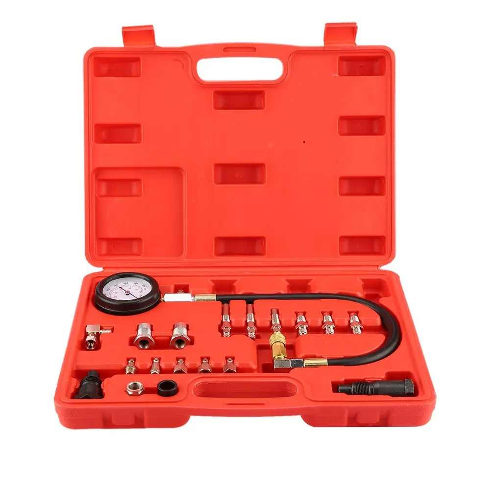 

New 19pcs Transmission Engine Oil Pressure Tester Tool Kit Oil Pressure Gauge Diagnostic Test Tool Petrol Garage Tool 0-1000PSI