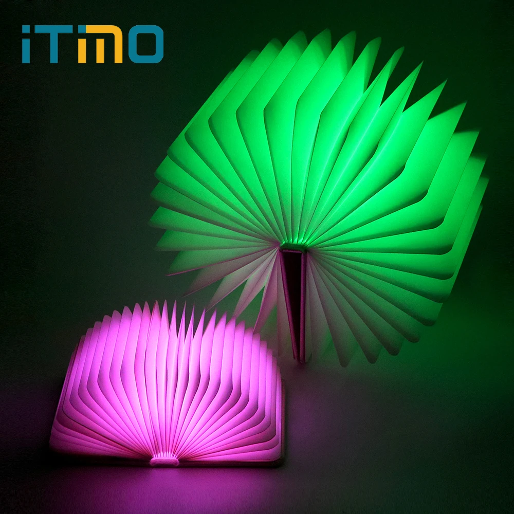 

iTimo LED Book Shaped Night Light Rechargeable Book Lights USB Port Birthday Gift for Kids Home Decor Folding Table Lamp