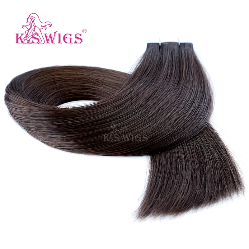 K.S WIGS Tape In Remy Human Hair Extensions Straight Double Drawn Skin Weft Human Hair Extensions 16'' 20'' 24'' K.S WIGS Tape In Remy Human Hair Extensions Straight Double Drawn Skin Weft Human Hair Extensions 16'' 20'' 24''
