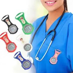 Для женщин Для мужчин медсестра световой Мини цифровой календарь силиконовые брошь Fob часы медсестры доктор карман медицинский часы
