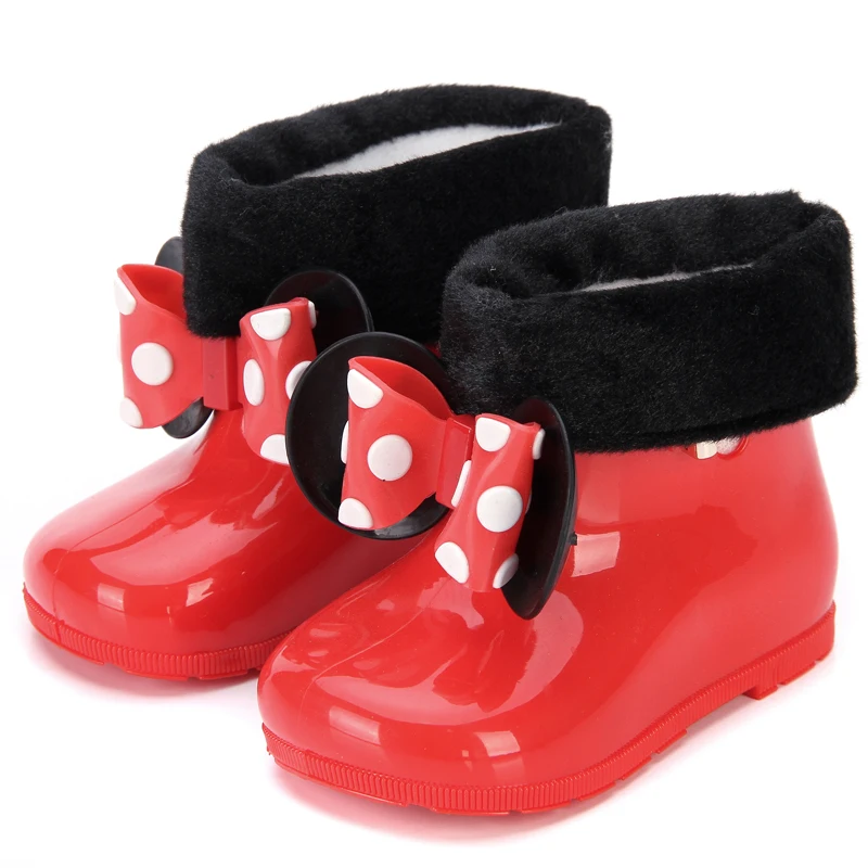 Melissa Kids/детские непромокаемые сапоги с хлопковым покрытием Двухслойная обувь для