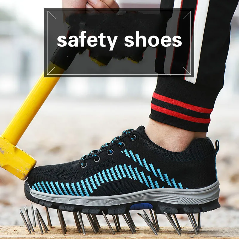 

Anti-smashing and anti-piercing protection shoes Breathable and deodorizing flying woven mesh safety shoes