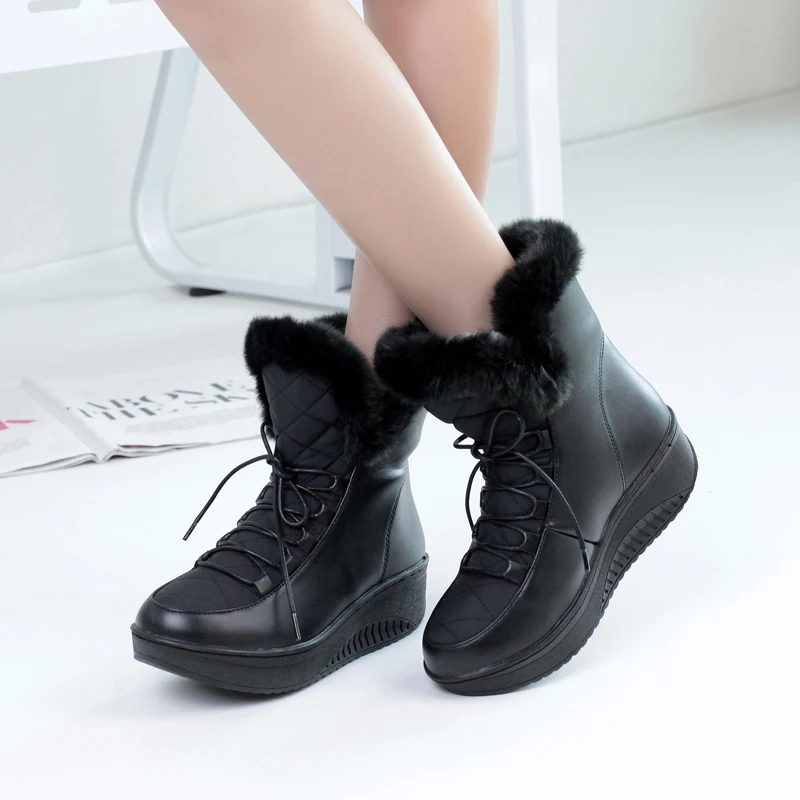 QZYERAI/Новинка; теплые зимние ботинки в европейском стиле; женские ботинки из хлопка и шерсти; Плюшевые короткие ботинки; теплая женская обувь на меху