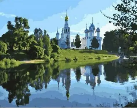 

St. Sophia Cathedral in Vologda Framed Oil Painting By Numbers Landscape Pictures Canvas Painting For Living Room Wall Art 40x50