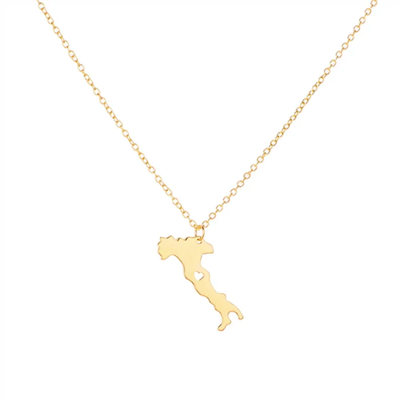 

Dropship Outline Italy Map With Heart Necklace Country of Italy Map Pendant Necklace Italian Italia map Jewelry