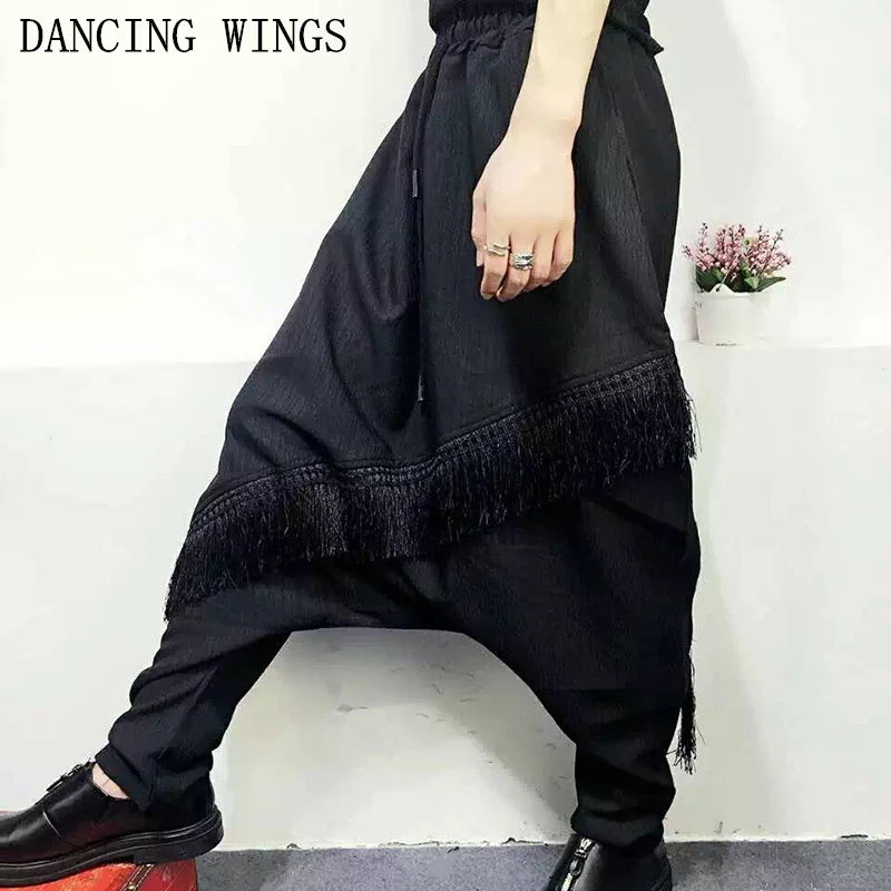 

Black goth skirt pants 2019 Street hip hop personality Drop Bottom harem pants Plus Size Trousers women