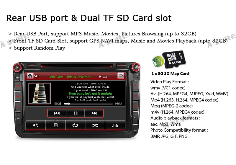 Cheap A-Sure 8 Inch 2 Din Car Radio DVD Player Navi For Volkswagen VW Passat Skoda T5 Polo Sharan TOURAN TIGUAN GOLF 5 6 Skoda Seat 15