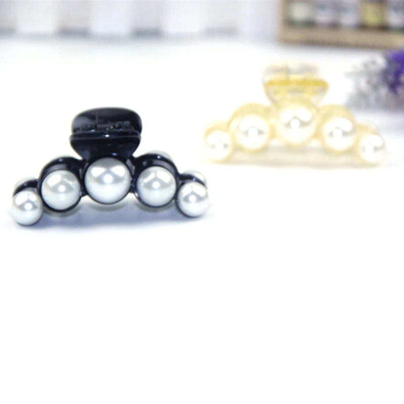 Emulational Pearl Top Gripper Hairpins Crystal Rhinestone Hair Clip Hair Crab Plastic Hair Claws for Women Clamp Resin Barette
