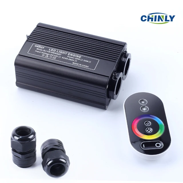 32W RGB LED Fiber Optic Engine Driver double head+RF touch Remote controller for all kinds fiber