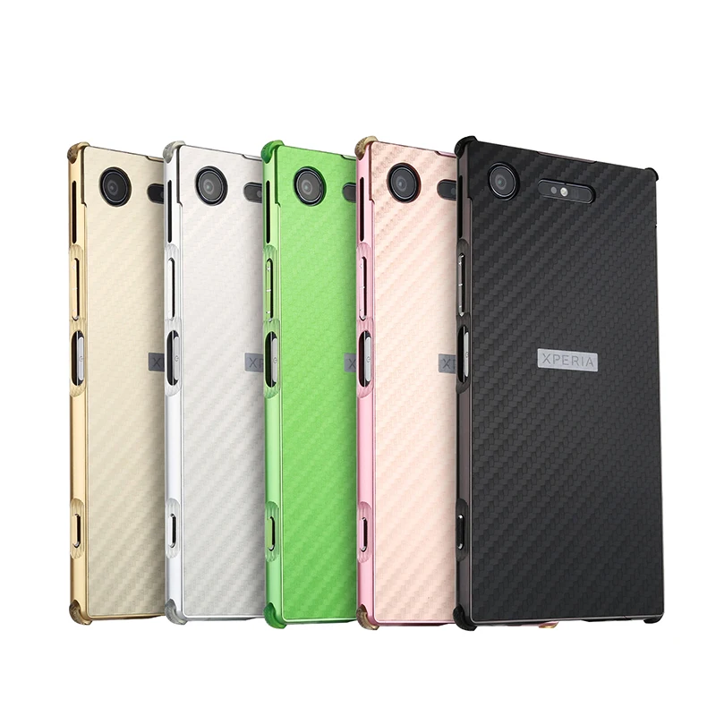 

For Sony Xperia XZ1 Case Aluminum Metal Frame+Carbon Fiber Hard Back Cover Case for Sony Xperia XZ1 G8341 Shockproof Phone Shell