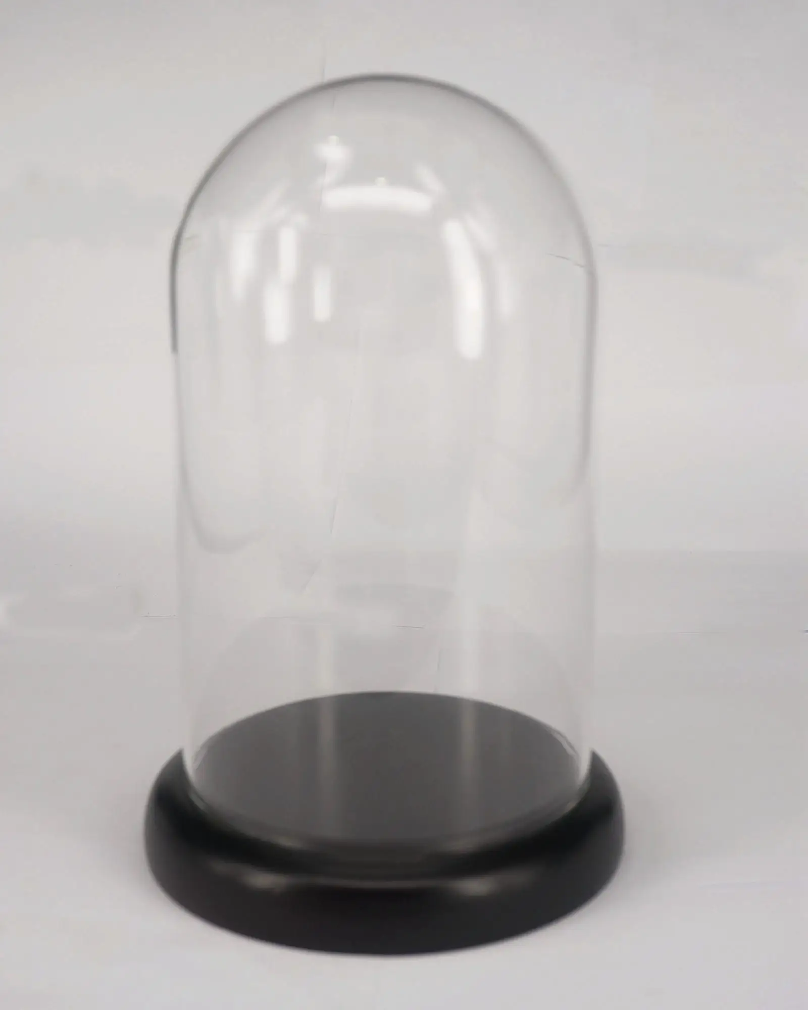100x160mm Vintage Glass Dome Bell Jar With Dark Wooden Base Window
