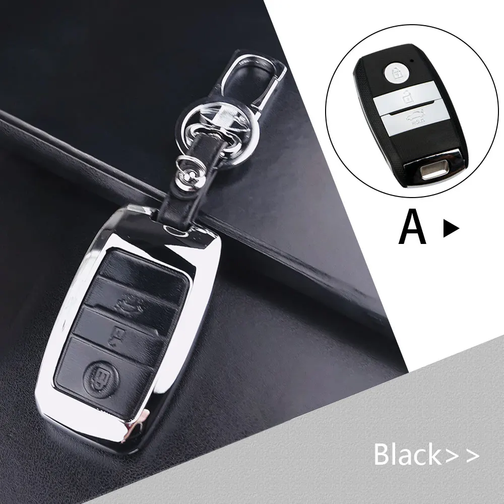 Автомобильный Стильный чехол для ключей с дистанционным управлением для Kia Rio K2 3 4 Sportage R Optima K5 Ceed Sorento Soul Cerato K3 Forte - Название цвета: A Black
