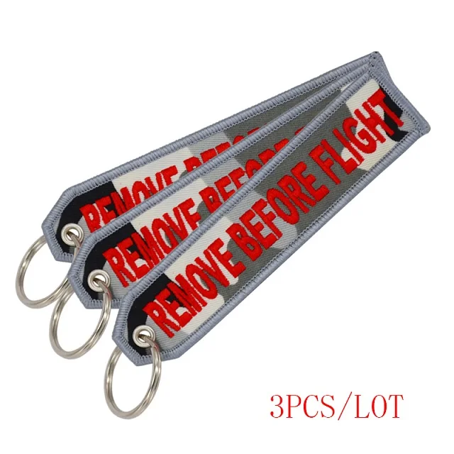 3Pcs/lot Remove Before Flight Keychains For Aviation Gifts Embroidery Customize Keychains Keyring key Holder Cars Sleutelhanger Style4