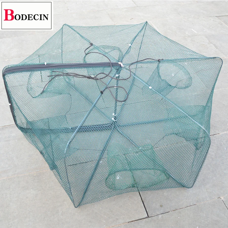 6 Holes Fishing Net Folded Network Automatic Shrimp Fish Trap Minnow Crab Baits Mesh Nylone Casting Crayfish Catcher Nets Cast (2)