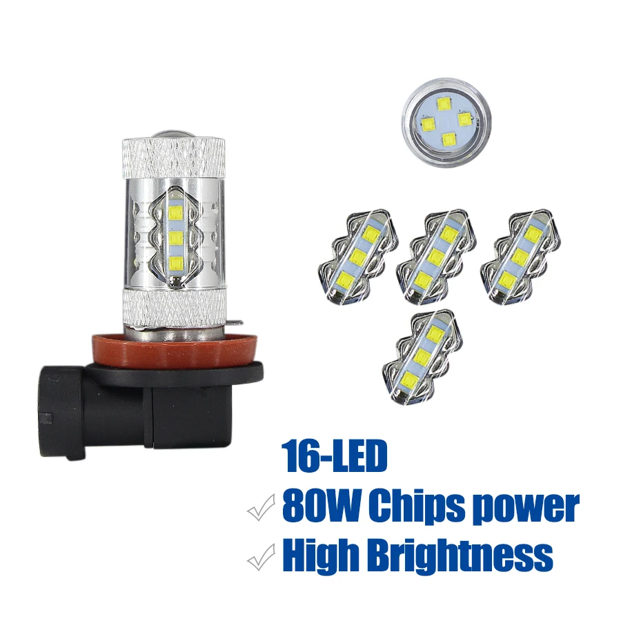 2 шт. Автомобильные светодиодные лампы 9006 HB4 18 светодиодов 80 Вт|Передние LED-фары
