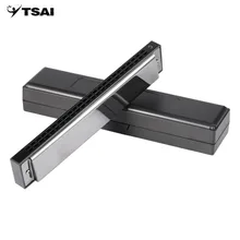 TSAI 24 Hole Double Tremolo Harmonica C Key Mouth Organ with Portable Case Musical Instruments for Beginner Harmonica Lovers