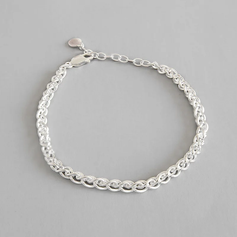 

925 Sterling Silver Chain Bracelet Silver Twist Braided Chain Bracelet Chain Link Adjustable Jewelry Gift 2019 WDB027